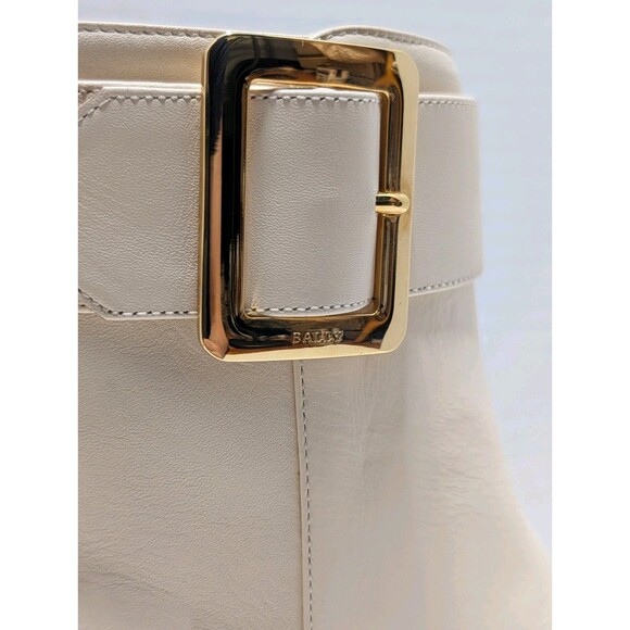 Bally Jay Buckle Womens Leather Ankle Boots Cream Size 39.5 US 9 New w/ Box Dust - Picture 6 of 16